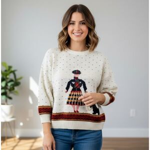 Loft Sweater Vintage Cropped Scottish Scottie Dog Pullover Made In USA  Size S